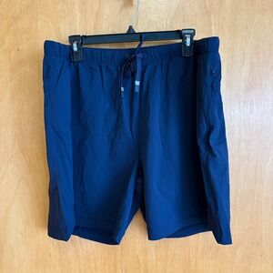 Fabletics The 7 One Short Lined Navy Blue Men's Athleisure Zip Pocket XXL